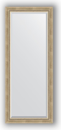 Зеркало Evoform Exclusive 630x1530 с фацетом, в багетной раме 70мм, состаренное серебро с плетением BY 1182