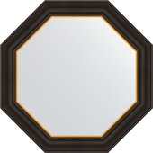 Зеркало Evoform Octagon 640x640 в багетной раме 71мм, чёрное дерево с золотом BY 3875