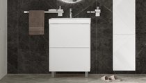 Тумба с раковиной Velvex Edge 600-0-2 (9696) напольная, белый глянец tn.EDG.9696.60.2Y белый глянец + 9696-60