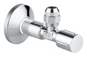 Угловой вентиль Grohe, 1/2x3/8" универсальный, для подключения смесителей, резьба с насечками, хром 22037000