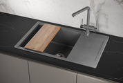 Кухонная мойка Granula Estetica ES-7807, 780x500, с крылом, кварц, Графит 7807, ГРАФИТ