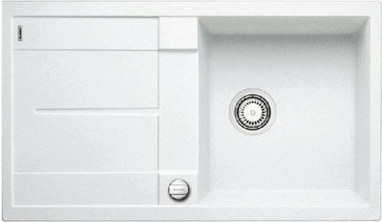 Кухонная мойка Blanco Metra 5S-F, с крылом, с клапаном-автоматом, гранит, белый 519099
