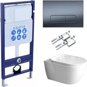 Унитаз с инсталляцией Aquatek Поларис AQ0700-01, крепёж 02, сиденье soft-close, панель 034 SET AQUATEK ПОЛАРИС-01-034 4в1