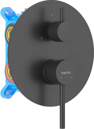 Смеситель для душа Aquatek Европа 3 потребителя, внешняя и скрытая часть, чёрный матовый AQ1347MB