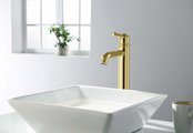 Смеситель для раковины Aquatek Классик 235, без донного клапана, полированное золото AQ1504PG