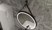 Зеркало Jorno Wood, 50см, подсветка, бесконтактный включатель, антрацит Wood.02.50/ТК