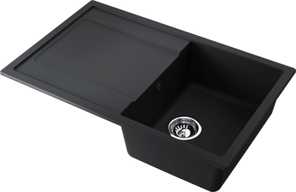 Кухонная мойка Omoikiri Hokori 79-BL с крылом, tetogranit, чёрный 4997178
