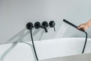 Смеситель для ванны Aquatek Европа встраиваемый на 4 отв., внешняя и скрытая часть, матовый чёрный AQ1344MB