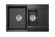 Кухонная мойка Granula Estetica ES-7808, 780x500, двойная, кварц, Шварц (чёрный металлик) 7808, ШВАРЦ