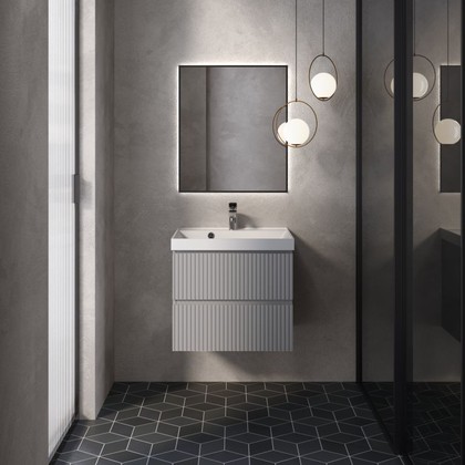 Тумба с умывальником AQUAme S1 60, подвесная, серый AQM900160GM+1017000600001