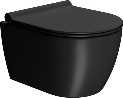 Унитаз подвесной GSI Pura 460, Swirlflush, чёрный матовый 880226