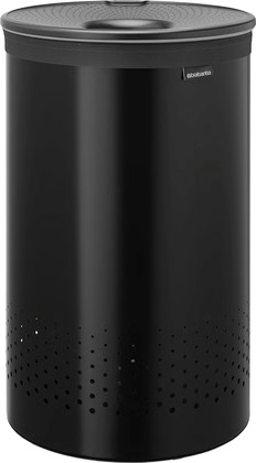 Бак для белья Brabantia 60л, круглый, с мешком, с пластиковой крышкой, матовый чёрный 242380