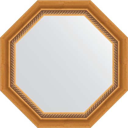 Зеркало Evoform Octagon 580x580 в багетной раме 70мм, состаренное золото с плетением BY 7312