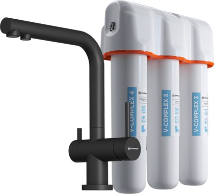 Комплект смеситель+фильтр Omoikiri Nagano-BL-P + Pure drop Lite, чёрный 4047.8028P