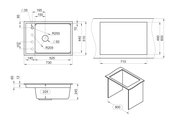 Кухонная мойка Granula Kitchen Space KS-7305, 730x510, накладная, кварц, Шварц (чёрный металлик) 7305, ШВАРЦ