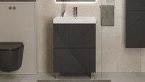 Тумба с раковиной Velvex Edge 600-0-2 (9696) напольная, графит tn.EDG.9696.60.2Y графит + 9696-60