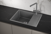 Кухонная мойка Granula Estetica ES-6202, 620x500, с крылом, кварц, Графит 6202, ГРАФИТ
