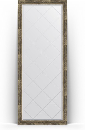 Зеркало Evoform Exclusive-G Floor 780x1980 пристенное напольное, с гравировкой, в багетной раме 70мм, старое дерево с плетением BY 6305
