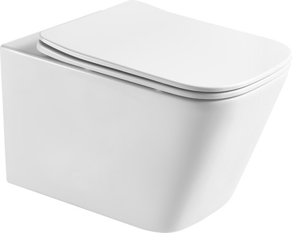 Унитаз подвесной Aquatek Либра Tornado, безободковый 510x345x340, тонкое сиденье с механизмом плавного закрывания, крепёж AQ1505T-00