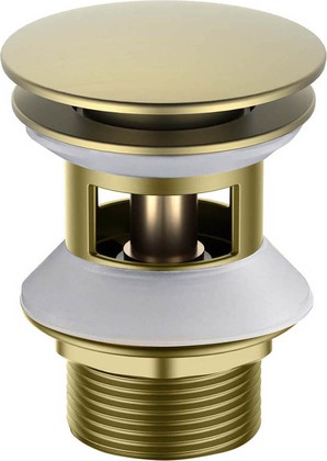 Сливной набор для раковины Aquatek, Push-open круг, с переливом, шлифованное золото AQ6002BG