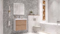 Тумба под раковину Velvex Gesso 700-0-2 (9696) навесная, белый матовый/, дуб сонома tp.GES.9696.70.2Y белый матовый/дуб сонома