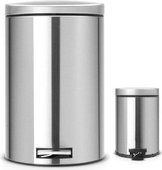 Набор мусорных баков с педалью Brabantia, 20л и 3л, с защитой от отпечатков пальцев, полированная сталь 479427