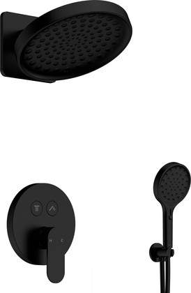 Комплект для душа AQUAme, встраиваемый, смеситель, чёрный матовый AQM8402MB