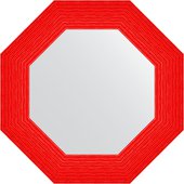 Зеркало Evoform Octagon 570x570 в багетной раме 89мм, красная волна BY 3883