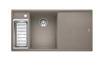 Кухонная мойка Blanco Axia III 6S, клапан-автомат, доска из белого стекла, чаша слева, серый беж 524660