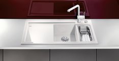 Кухонная мойка Blanco Axon II 6S, доска из серебристого стекла, чаша справа, клапан-автомат, магнолия 524139
