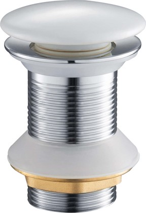 Сливной набор для раковины Aquatek, Push-open круг, без перелива, крышка керамическая, белая AQ6006CW