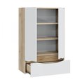 Шкаф Санта Сатурн 598x900x300, подвесной, 1 ящик, белый/дуб австрийский 700374