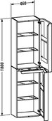 Шкаф подвесной Duravit PuraVida, 1800х460, высокий, петли справа, белый глянец 9206 85 85 R