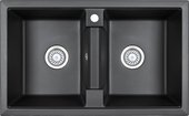 Кухонная мойка Granula 8101, 810x500, накладная, двойная, кварц, Чёрный 8101, ЧЁРНЫЙ