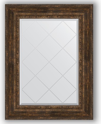 Зеркало Evoform Exclusive-G 720x950 с гравировкой, в багетной раме 120мм, состаренное дерево с орнаментом BY 4129