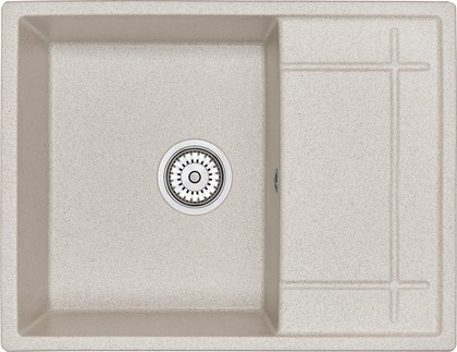 Кухонная мойка Granula 6501, 655x500, накладная, с крылом, кварц, Пирит 6501, ПИРИТ