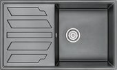Кухонная мойка Granula 8601, 860x500, накладная, с крылом, кварц, Шварц (чёрный металлик) 8601, ШВАРЦ