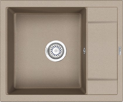 Кухонная мойка Granula 6002, 600x500, накладная, с крылом, кварц, Песок 6002, ПЕСОК