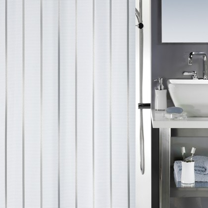 Штора для ванной Spirella Vento, 180x200см, текстиль, серебристый 1011553