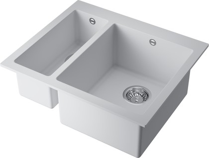 Кухонная мойка Omoikiri Bosen 59-2A-WH Artceramic, две чаши, белый 4993823