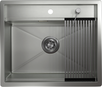 Кухонная мойка Granula Kitchen Space KS-6051, 600x510, накладная, нержавеющая сталь, Сталь матовая 6051, СТАЛЬ МАТОВАЯ