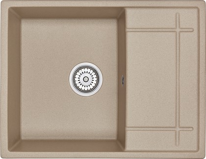 Кухонная мойка Granula 6501, 655x500, накладная, с крылом, кварц, Песок 6501, ПЕСОК