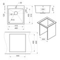 Кухонная мойка Granula 4600, 460x510, накладная, нержавеющая сталь, Графит матовый 4600, ГРАФИТ МАТОВЫЙ