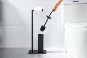 Стойка для туалета Aquatek Либра напольная, держатель туалетной бумаги с ёршиком, чёрный матовый AQ4331MB