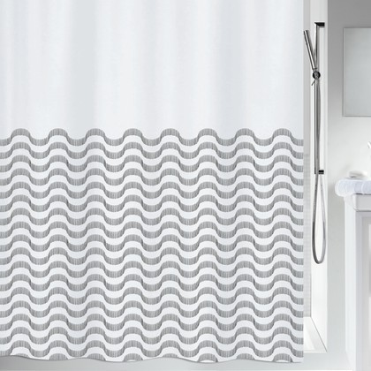 Штора для ванной Spirella Vagues, 180x200см, текстиль, бело-чёрный 1020160