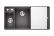 Кухонная мойка Blanco Axia III 6S, клапан-автомат, доска из белого стекла, чаша слева, тёмная скала 524654