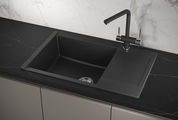 Кухонная мойка Granula Estetica ES-7807, 780x500, с крылом, кварц, Чёрный 7807, ЧЁРНЫЙ