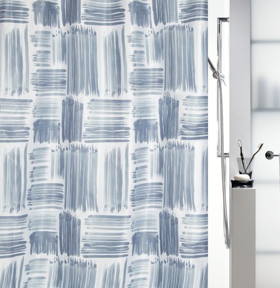 Штора для ванной комнаты 180x200см текстильная, синяя Spirella GRAFFIO 1017908