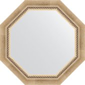 Зеркало Evoform Octagon 580x580 в багетной раме 70мм, состаренное серебро с плетением BY 7314