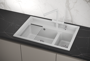 Кухонная мойка Granula Kitchen Space KS-7302, 730x510, накладная, кварц, Арктик 7302, АРКТИК